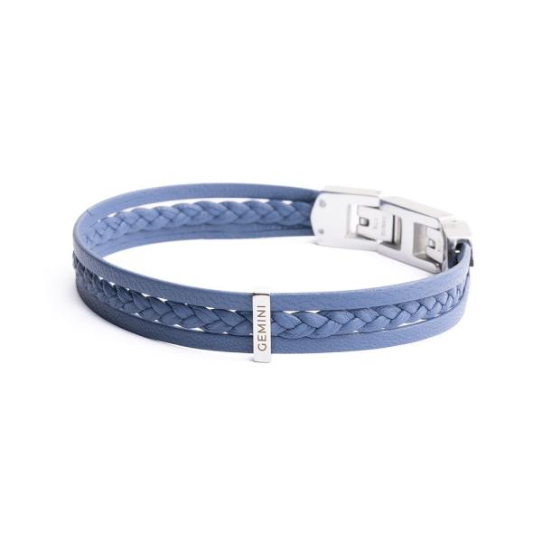 Dreifaches Armband aus hellblauem italienischem Nappaleder mit versilberter Oberfläche - Ter Light Blue
